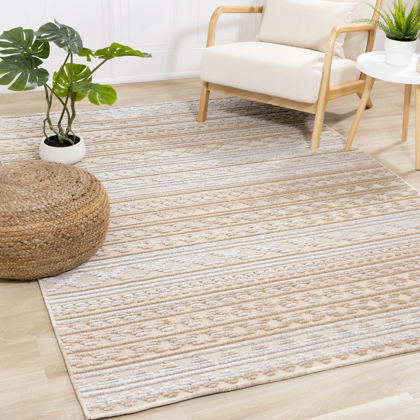 Lawson Beige Grey Cream Tribal Rug - Furniture Depot