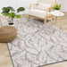 Bristol Grey White Leaf Pattern Reversible Rug - Furniture Depot