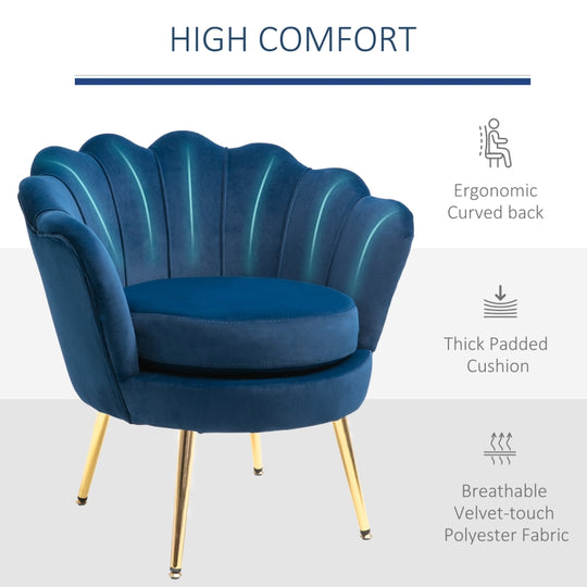 Alora Modern Velvet Accent Chair with Gold Metal Legs - Blue - Furniture Depot (7629683425528)