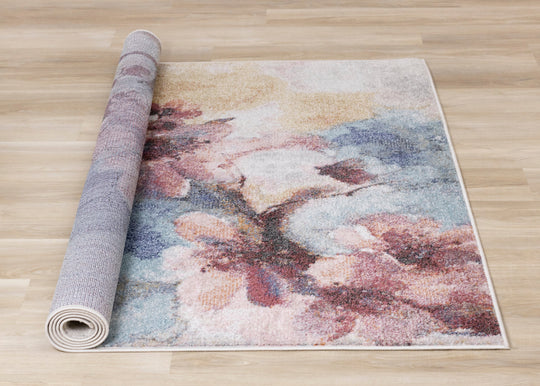 Fresco Blue Pink Yellow Cherry Blossom Rug - Furniture Depot