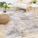 Darcy Grey Pink Green Distressed Angular Plush Rug - Furniture Depot