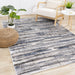 Darcy Cream Grey Blue Sparkling Striped Rug - Furniture Depot