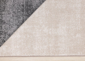 Folio Grey Beige Carved Triangular Pattern Rug - Furniture Depot