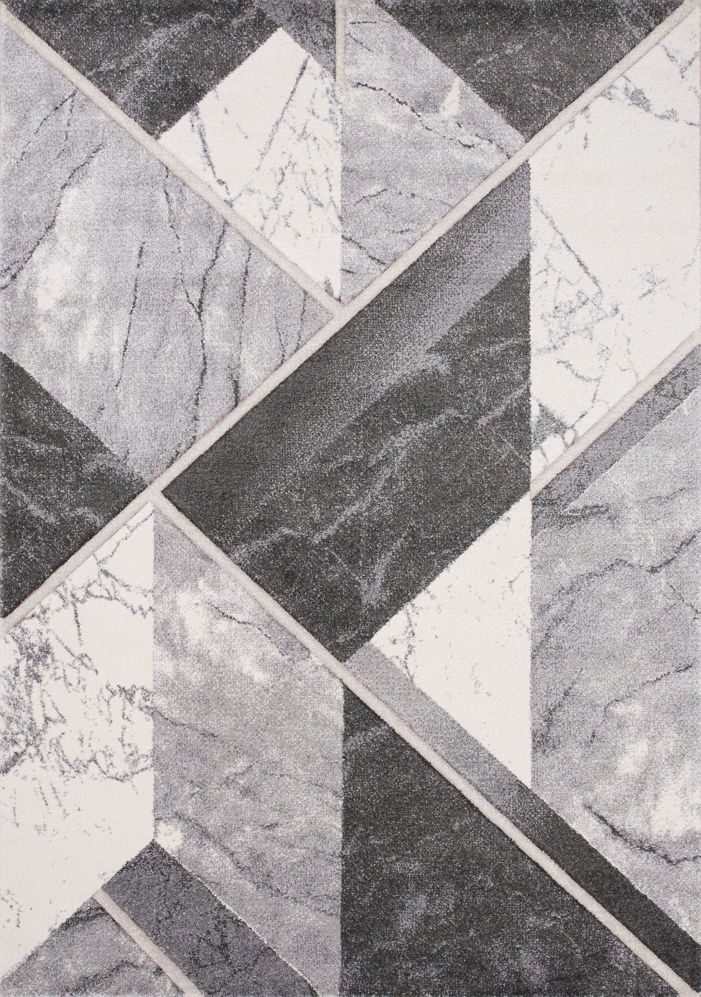 Soho Grey White Geometric Marble Rug - Furniture Depot