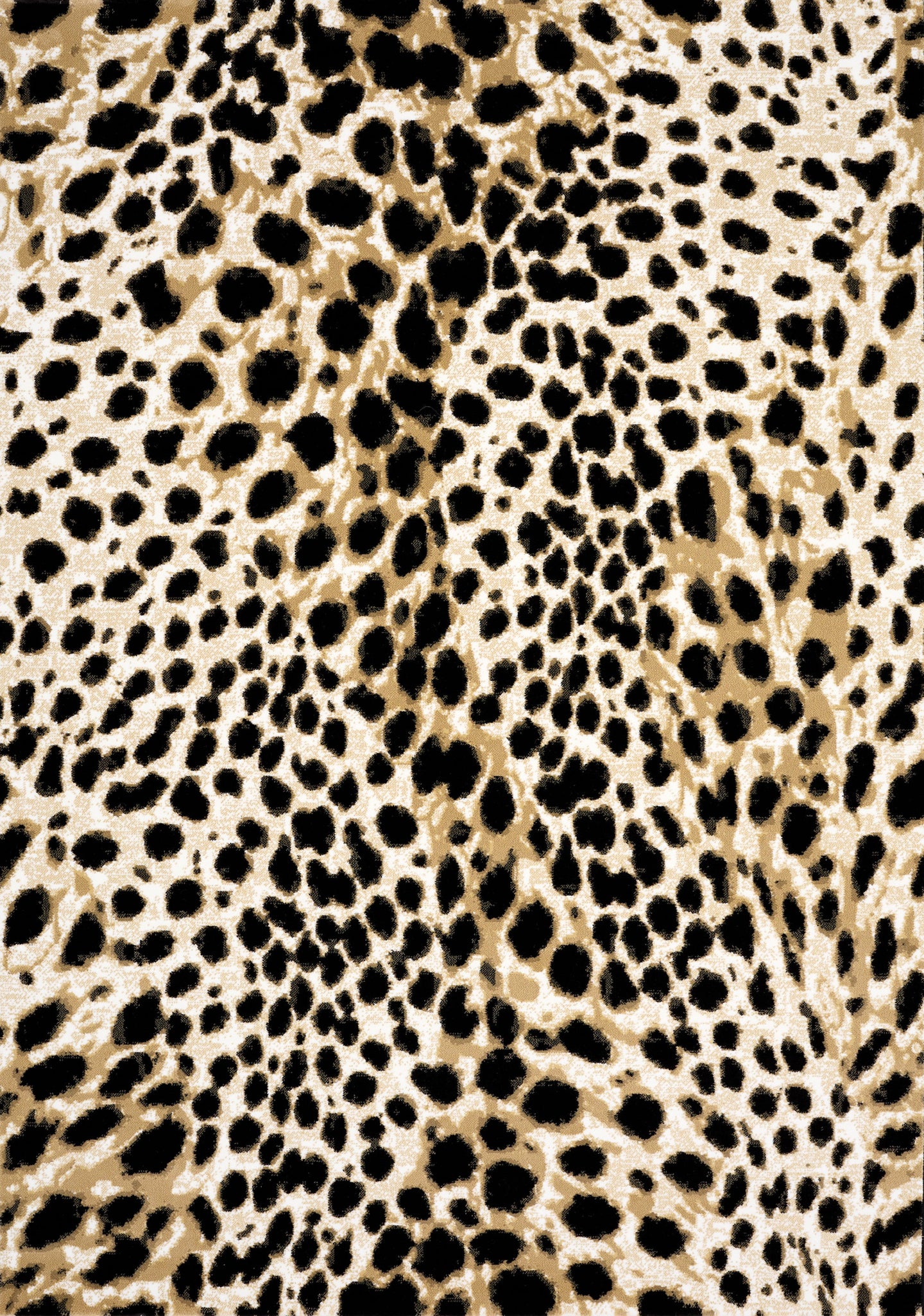 Claro Black Beige Leopard Print Plush Rug - Furniture Depot