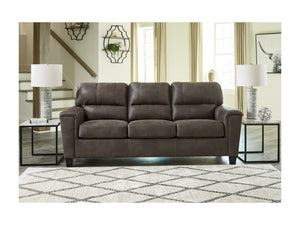 Navi Faux Leather Queen Sofa Sleeper - Smoke - Furniture Depot (4719737077862)