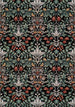 Cathedral Green Black Red Grey Yellow Symmetrical Floral Print Rug - Furniture Depot