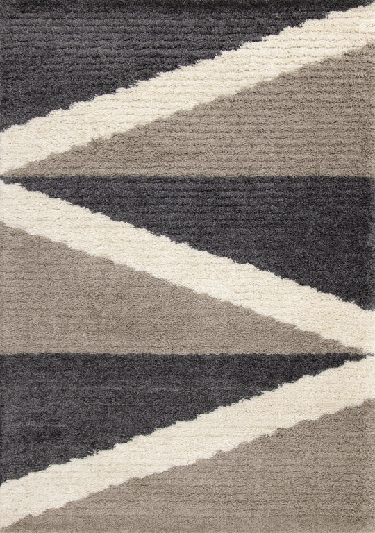 Rondo Beige Grey Cream Zig Zag Rug - Furniture Depot