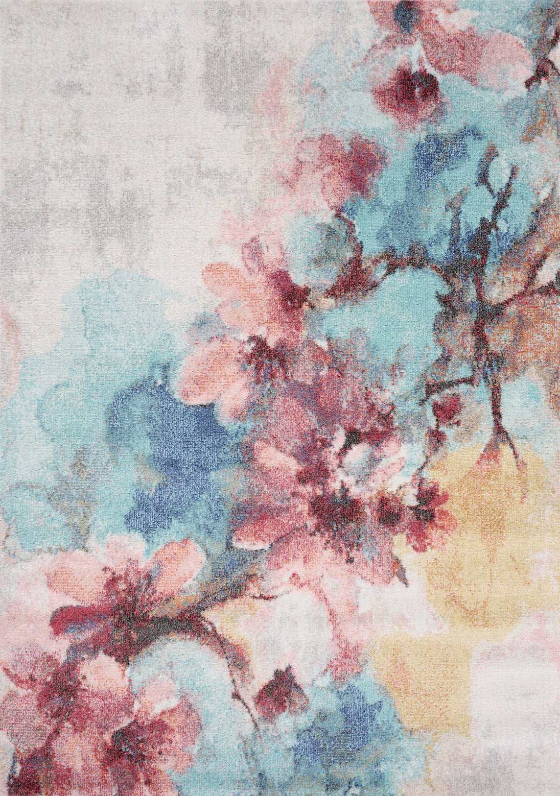 Fresco Blue Pink Yellow Cherry Blossom Rug - Furniture Depot