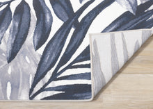 Load image into Gallery viewer, Intrigue Blue White Palm Fronds Plush Rug - Furniture Depot