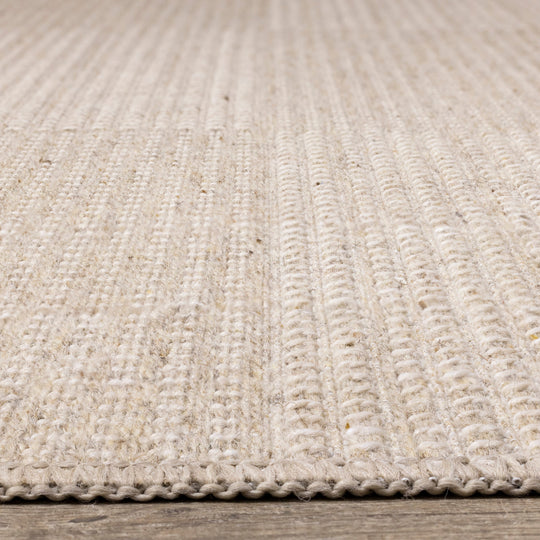 Peak Beige Variegated Texture Block Wool Rug - Furniture Depot