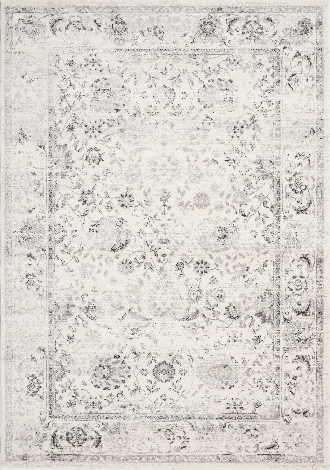 Safi Cream Grey Traditional Border Rug - Furniture Depot