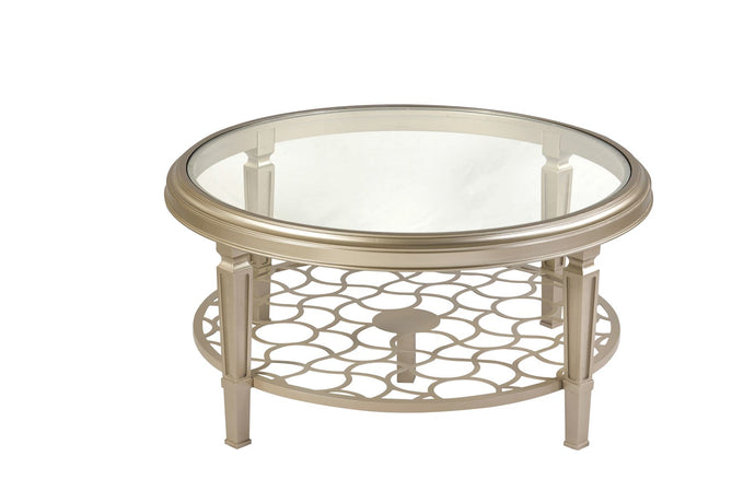 Alora Champagne Gold Round Coffee Table - Furniture Depot