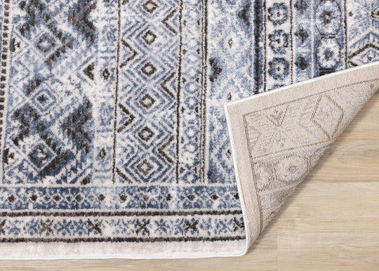 Darcy Blue Grey Cream Iridescent Tribal Rug - Furniture Depot