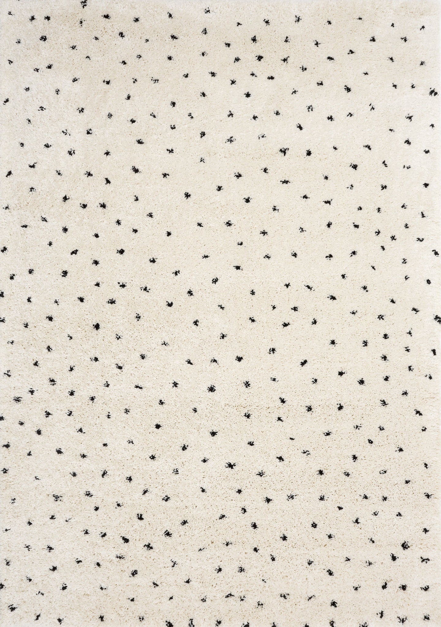 Maroq Cream Black Polka Dot Shag Rug - Furniture Depot