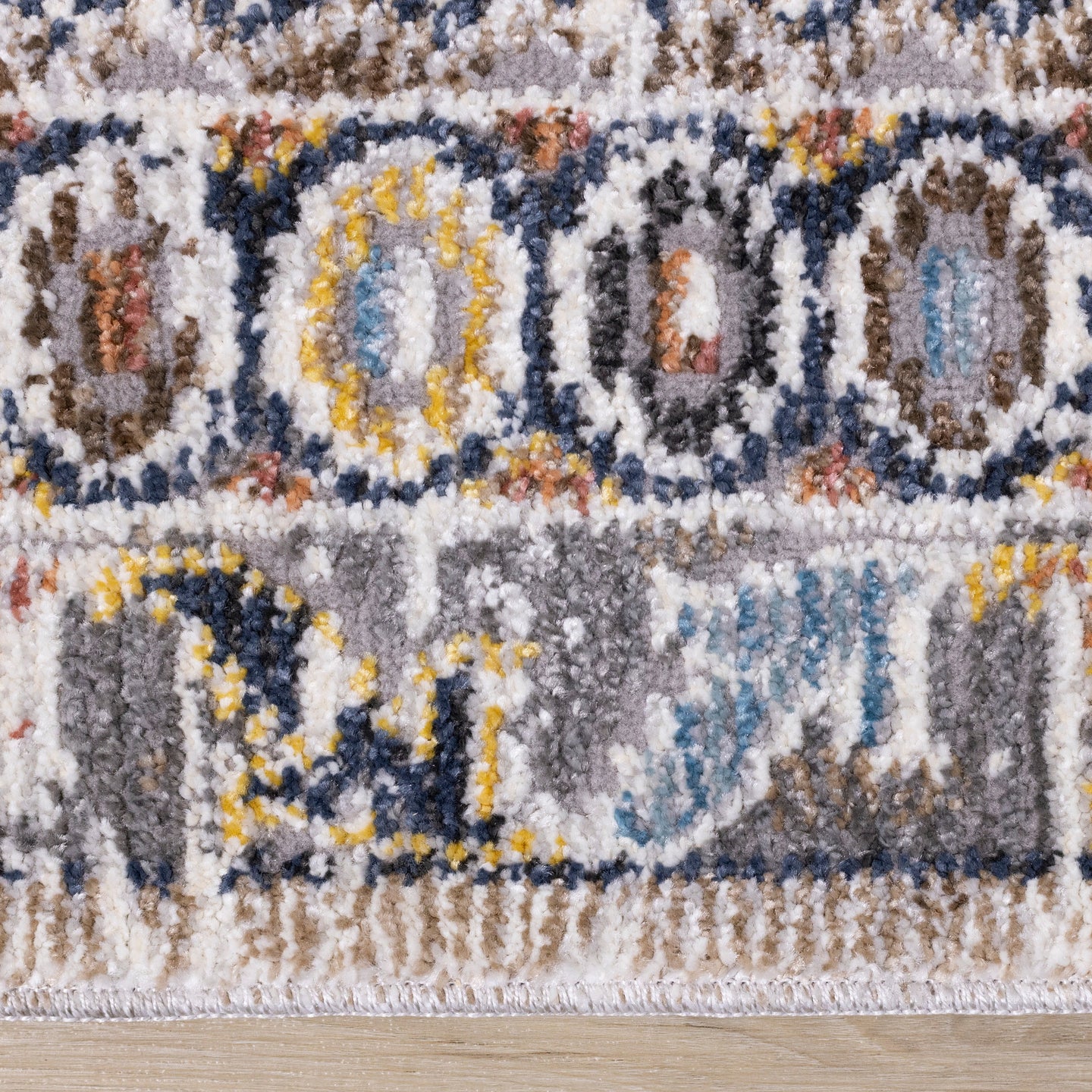 Evora Beige Rust Blue Contemporary Medallion Rug - Furniture Depot