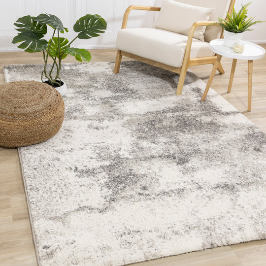 Ravine Cream Grey Variegated Shag Rug - Furniture Depot