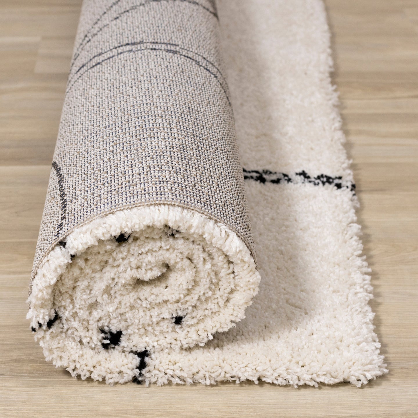 Maroq Cream Brown Grey Sprouting Vine Shag Rug - Furniture Depot