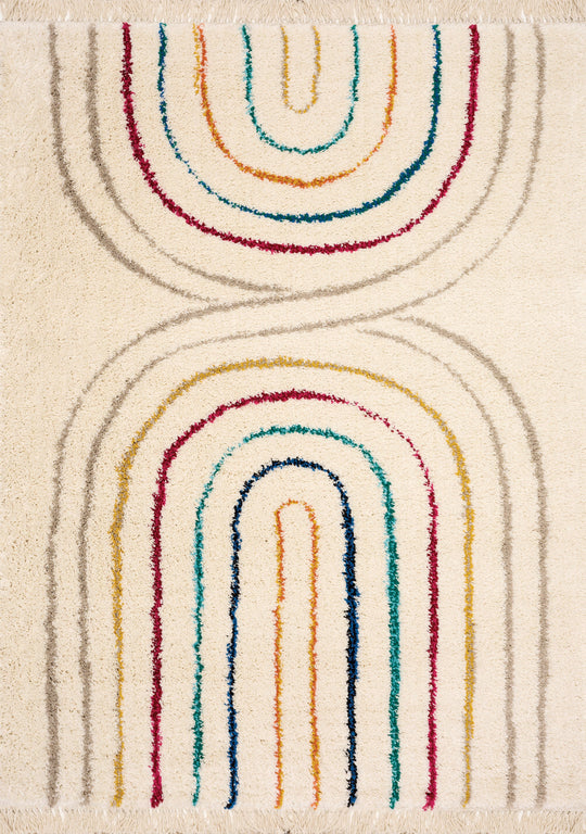 Bora Double Rainbow Shag Rug - Furniture Depot