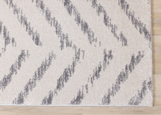 Breeze Cream Grey Floating Chevron Rug - Furniture Depot