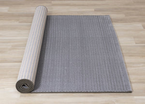 Ella Grey Carved Stripe Plush Rug - Furniture Depot