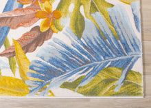 Load image into Gallery viewer, Belle Blue Pink Yellow Green Tropical Plant Rug - Furniture Depot