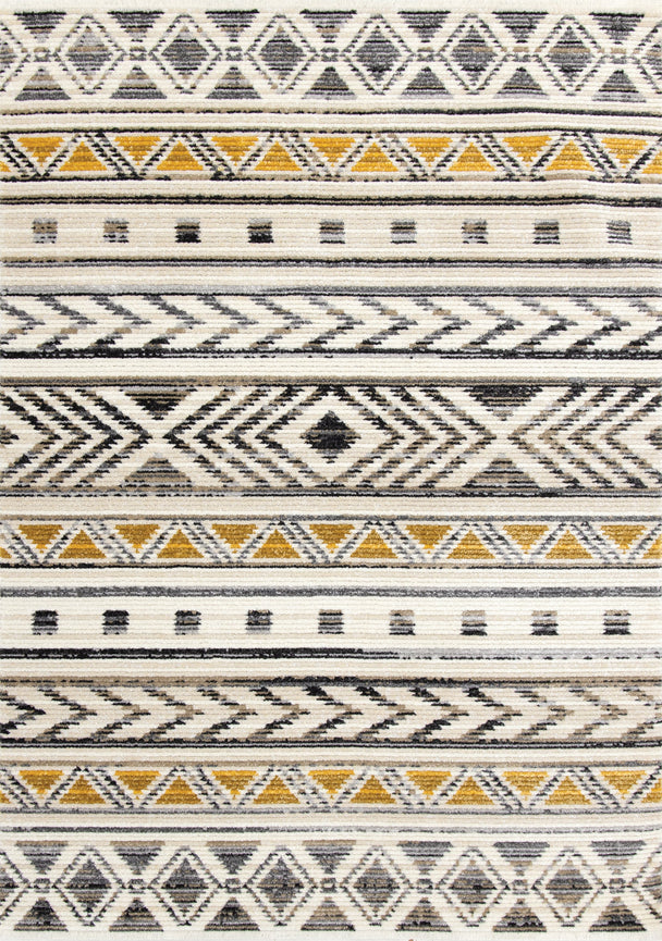 Calabar Cream Grey Yellow Tribal Rug - Furniture Depot