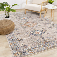 Load image into Gallery viewer, Evora Beige Rust Blue Contemporary Medallion Rug - Furniture Depot
