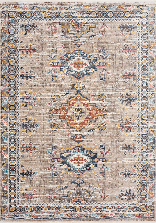 Evora Beige Rust Blue Contemporary Medallion Rug - Furniture Depot