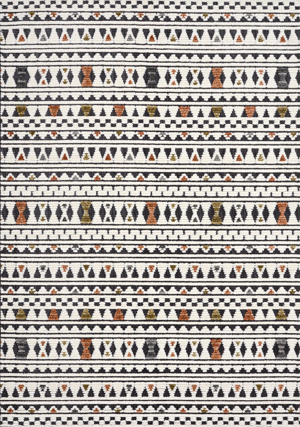 Lawson Cream Grey Orange Southwest Inspired Rug - Furniture Depot