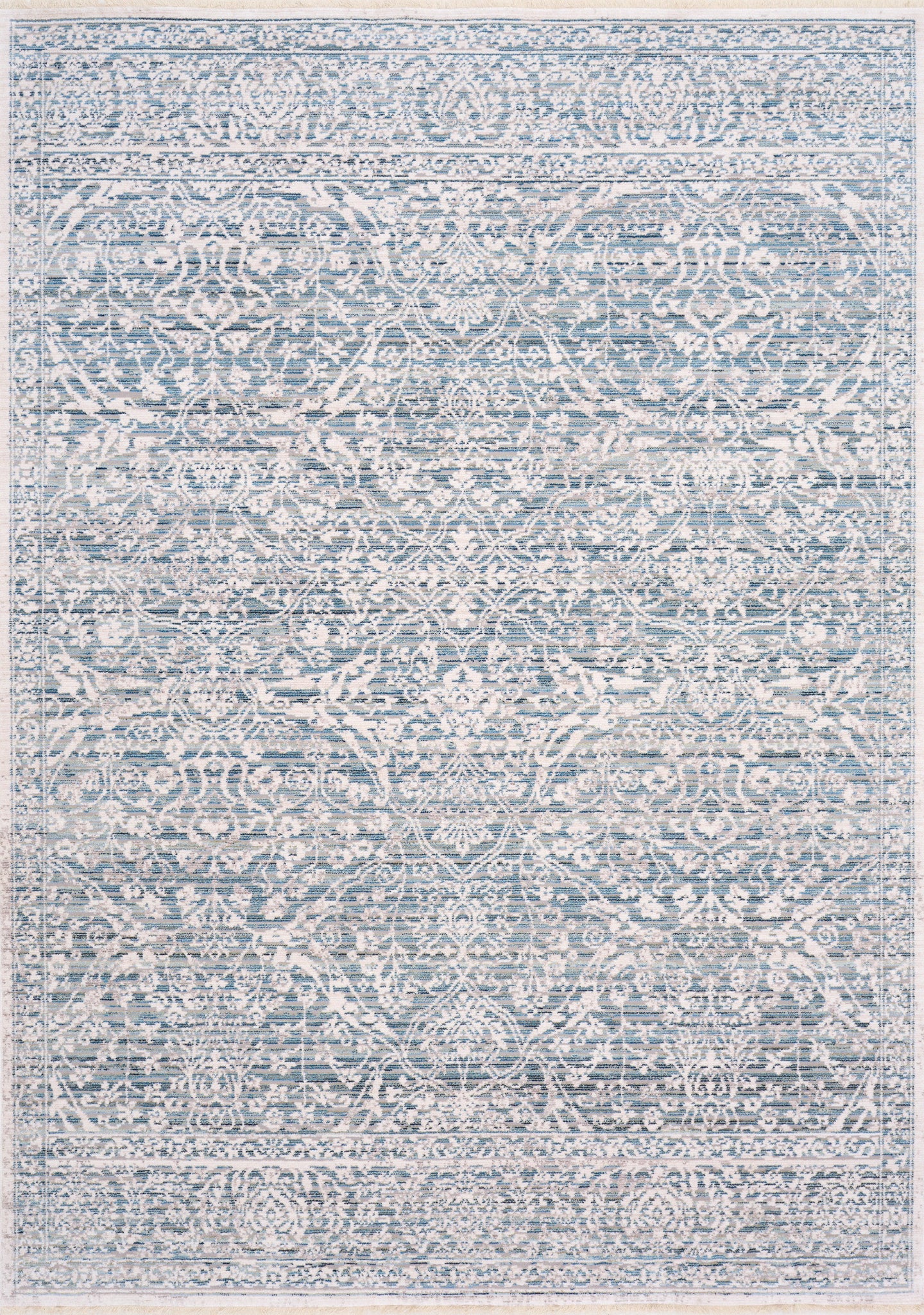 Monaco Blue Cream Grey Contemporary Elegant Swirl Rug - Furniture Depot