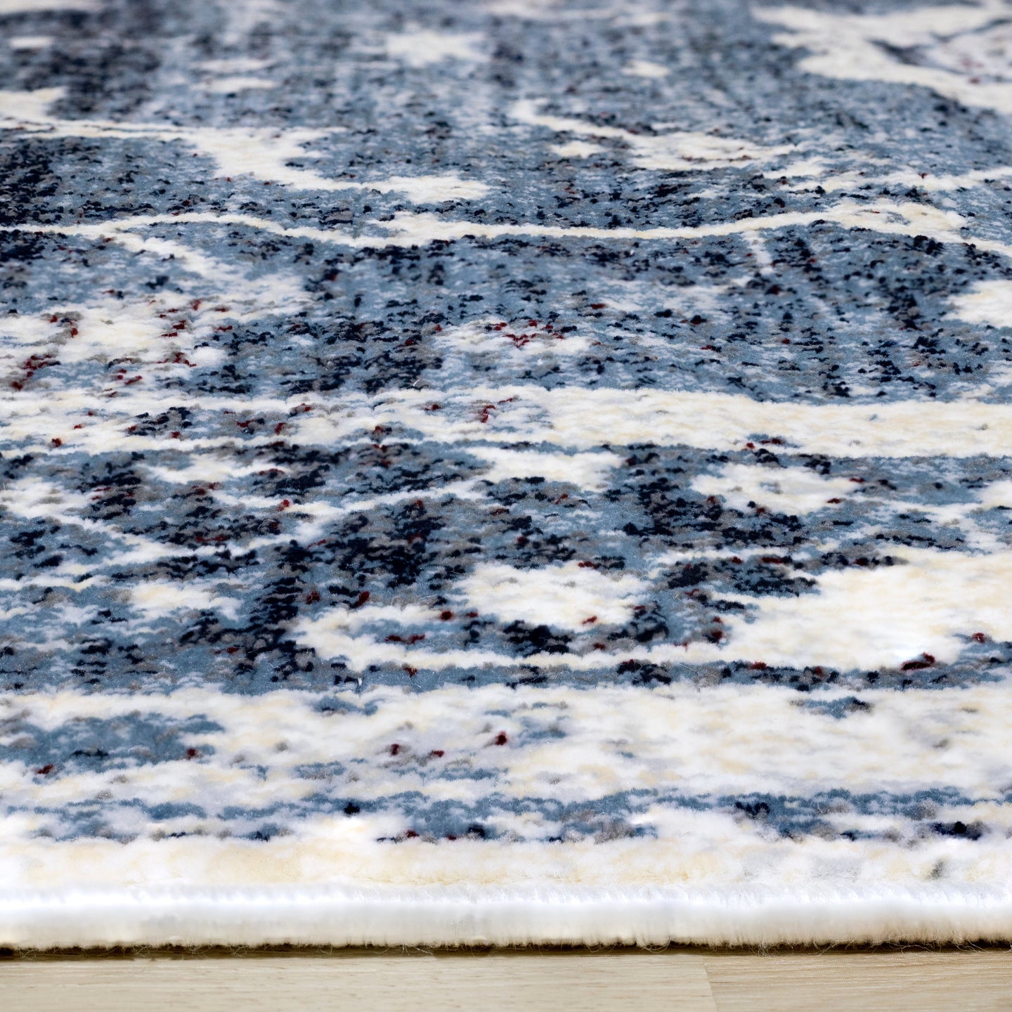 Sidra Distressed Blue Cream Border Rug - Furniture Depot