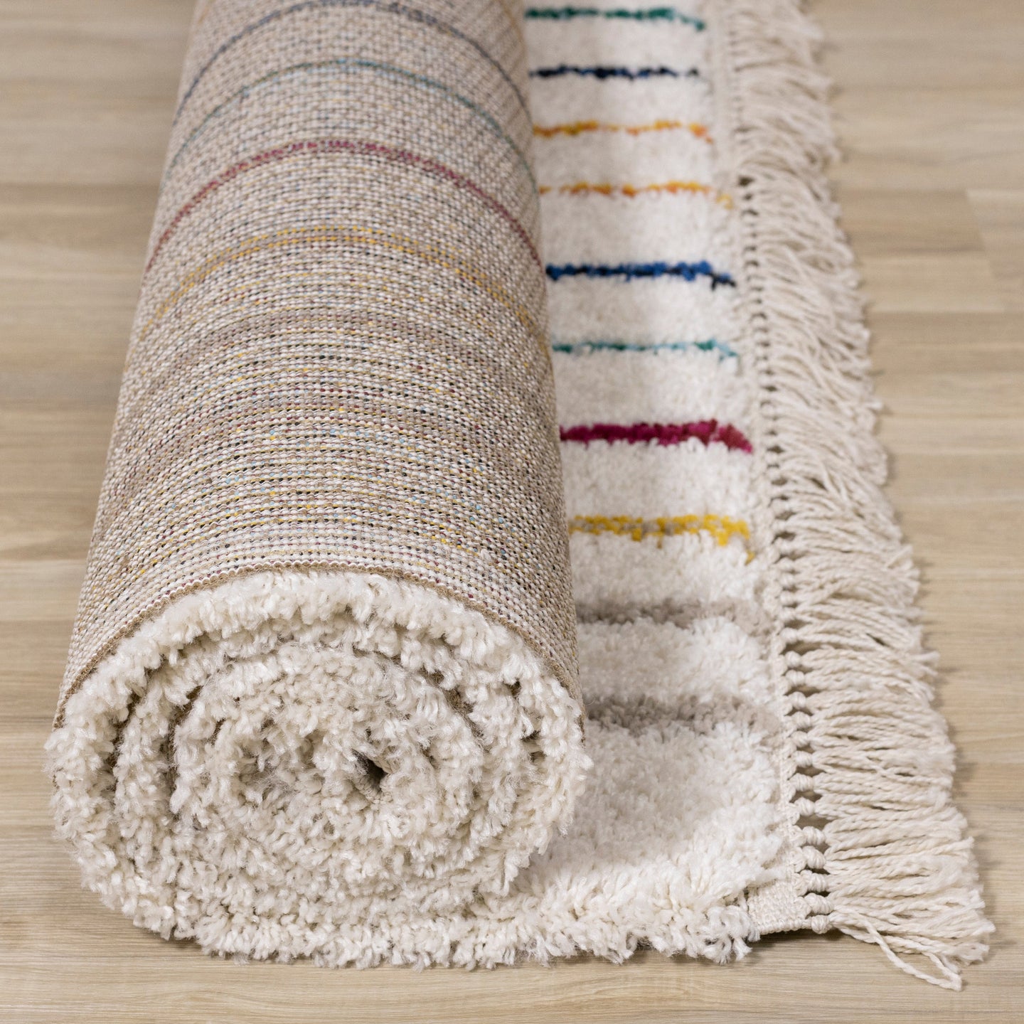 Bora Double Rainbow Shag Rug - Furniture Depot