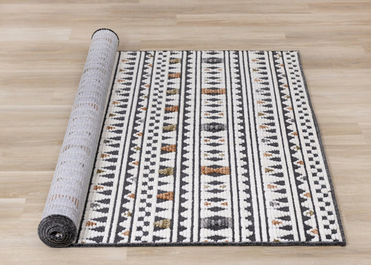 Lawson Cream Grey Orange Southwest Inspired Rug - Furniture Depot